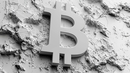 Aufkleber - Minimalist geometric illustration showcases Bitcoin symbol using simple shapes and gradients. design's elegant lines and soft lighting enhance contemporary digital aesthetics.