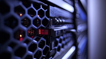 Poster - Server maintenance action data center location technology content industrial environment close-up viewpoint network reliability concept