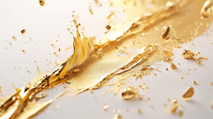 Poster - Dynamic splash of golden liquid artistry studio space abstract photography clean environment close-up view creative concept