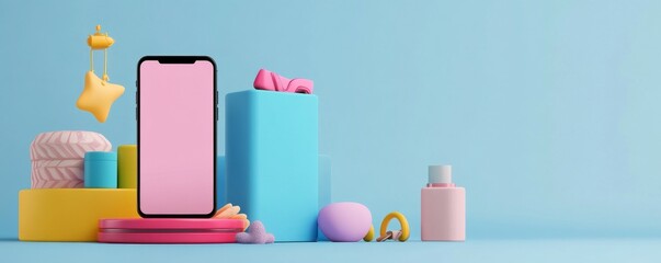 Poster - Product categories displayed on smartphone screen, easy navigation, illustration
