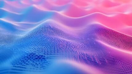 Poster - Abstract Blue Pink Wave Grid Pattern Design
