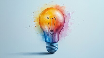 Aufkleber - artwork features light bulb illustrated soft watercolor techniques blending pastel colors create calming glow and elegant aesthetics perfect artistic expression.