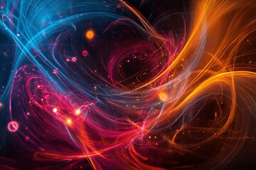 Fototapete - Vibrant swirling colors create an abstract display of light and energy in a cosmic backdrop. Generative AI