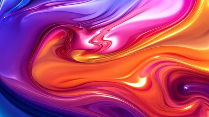 Poster - Colorful abstract liquid swirl with vibrant hues and glossy texture. Digital art and creativity concept