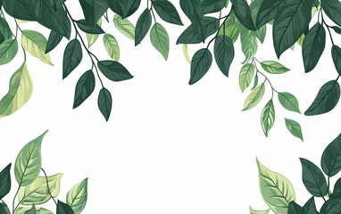 Naklejka na meble Jungle liana vine with green leaves, flat illustration, isolated on white background,, AI Generated