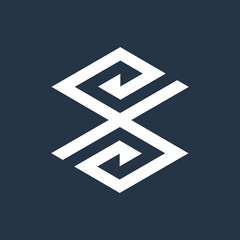 Aufkleber - This is a simple abstract monogram logo of letter s in white color on a black background