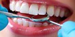 © aicandy - Close-up of a dentist examining a patient's teeth with dental instruments, focusing on oral health, hygiene, and care during a routine dental check-up visit