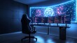 © Alpha - Ultra-modern gaming room with cyber aesthetics, vibrant LED lights, custom gaming rig, multiple screens displaying futuristic interfaces