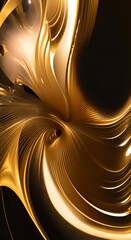 Wall Mural - Abstract golden light swirl on black background 4K vertical