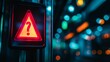 © Sam - A glowing red warning sign with a question mark, set against a blurred urban background with colorful lights.