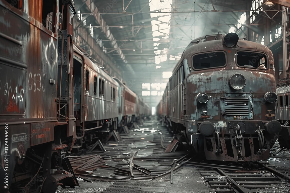 Dmz Train Rusting Abandoned train station showcases rusting locomotives in a dilapidated ...