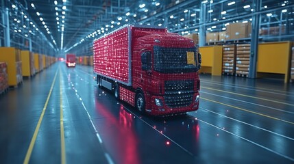Poster - ai-based logistics solutions enhance efficiency in a warehouse with automated vehicles