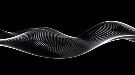 Poster - Abstract White Wave Lines on Black Background