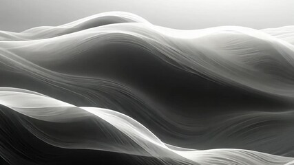 Poster - Abstract flowing waves of light in monochrome tones, artistic concept