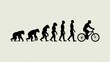 © Friedbert - Evolution of man from ape to cyclist, showcasing progress and change