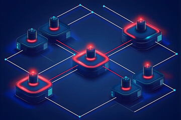 Poster - Network nodes isometric illustration.