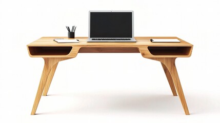 Poster - Clean Minimalist Desk Setup Featuring Laptop and Phone on Surface