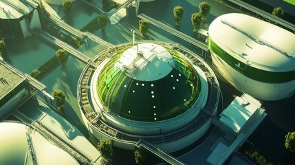 Leinwandbilder - Advanced ai systems facilitate the development of sustainable finance frameworks in a modern city. Innovative design elements and green technologies showcase a future-focused approach.