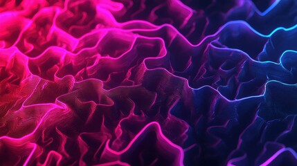 Poster - A vibrant, abstract digital wave pattern in pink and blue hues, creating a sense of depth and movement.