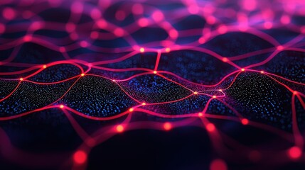 Aufkleber - a vibrant, abstract representation of interconnected nodes and waves, showcasing a dynamic, digital 