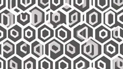 Poster - Small Hexagon Shape Design in Light Grey and White Tones