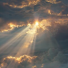 Wall Mural - sunlight piercing through dramatic clouds
