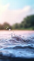 Wall Mural - gentle water ripples with droplets sparkling in sunlight