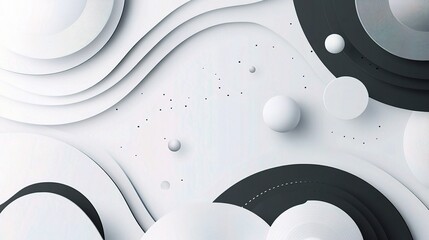 Poster - Modern Abstract Geometric Shapes in White and Gray Color Palette