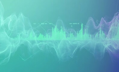 Aufkleber - Abstract city skyline with financial data overlay.