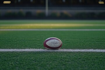 Poster - Rugby ball on a green field.