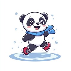 Poster - Happy panda ice skating in winter. (1)