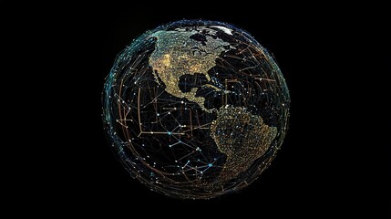 Poster - Technological Globe Concept with Network Connections and Data Points