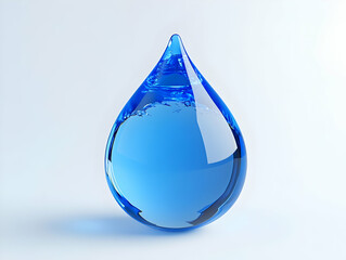 Poster - A vibrant blue water droplet glistens under soft light, symbolizing purity and freshness in a minimalist setting.