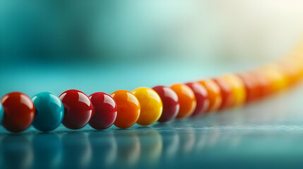 Poster - Colorful beads lined up create a vibrant and artistic visual for creative projects and designs.
