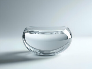 Poster - Crystal clear water in a minimalist glass bowl reflecting light and creating beautiful patterns.