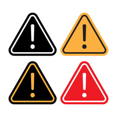 Poster - Triangle warning signs. Exclamation mark symbols. Colorful hazard icons. Safety vector design.