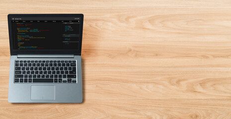 Software development programming on computer screen for modish application and program coding