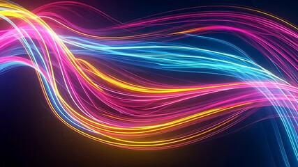 Aufkleber - Colorful neon light trails on dark background