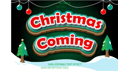 Wall Mural - christmas coming editable text effect 3d emboss cartoon modern style