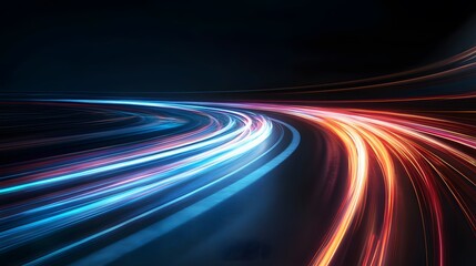 Poster - Abstract Night Road Light Trails Dynamic Speed