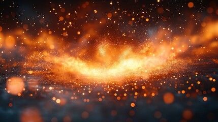 Poster - dynamic fiery explosions fill dark scene. colorful energy blasts surge in dark space. abstract motio