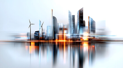 Poster - Dynamic urban landscape transformation futuristic city digital art high-tech environment aerial viewpoint innovation concept