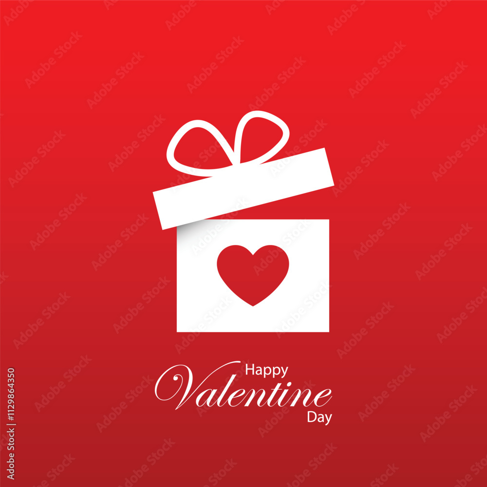 Best Happy Valentine's day white gift box with heart symbol, red color ...