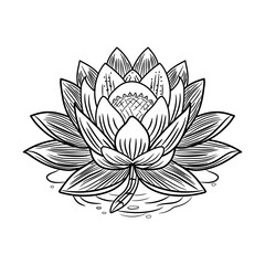 Wall Mural - A hand drawn icon of blooming lotus