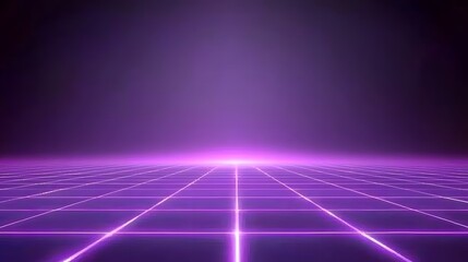 Poster - Purple glowing grid on dark background.