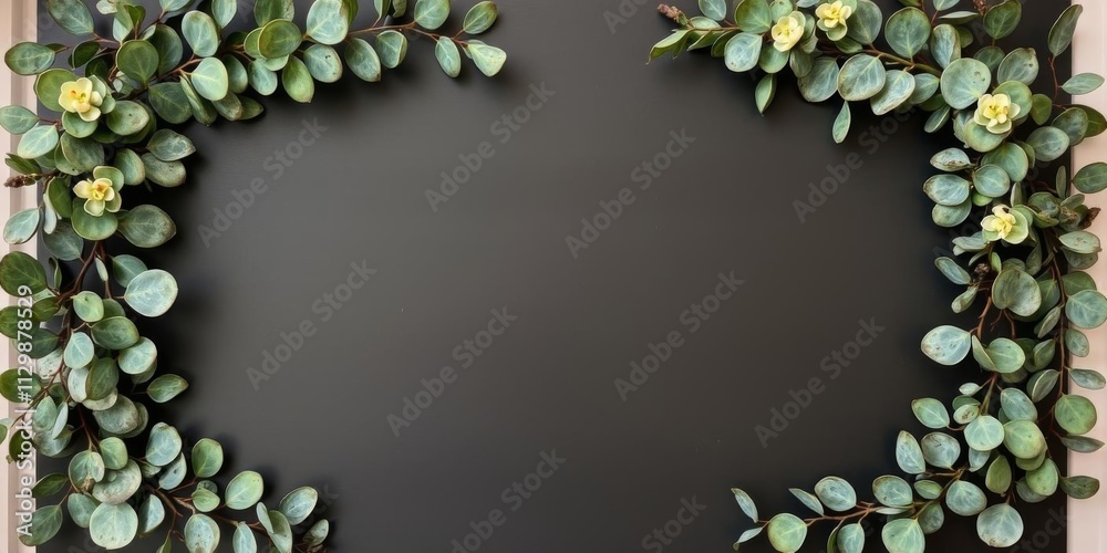 Elegant eucalyptus foliage laurel wreath border frame for wedding menu ...