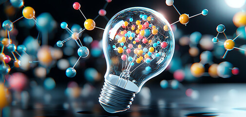 Poster - Innovative energy concept digital laboratory science visualization technology environment macro view bright future ideas
