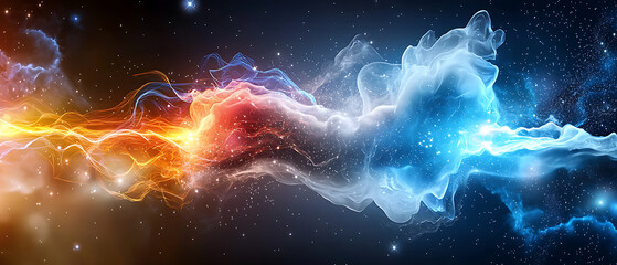 Poster - Dynamic cosmic energy flow outer space digital art abstract universe cosmic perspective visual serenity and motion