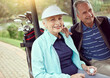 © peopleimages.com - Man, portrait and woman in golf cart for happy, sports and recreation with weekend, bonding and fitness. Senior couple, love and game on course for exercise, romance and club competition with leisure