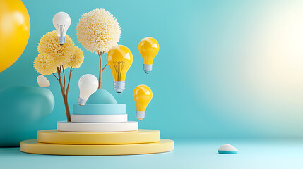Poster - Creative illumination ideas bright studio 3d design minimalist environment artistic perspective inspiration concept